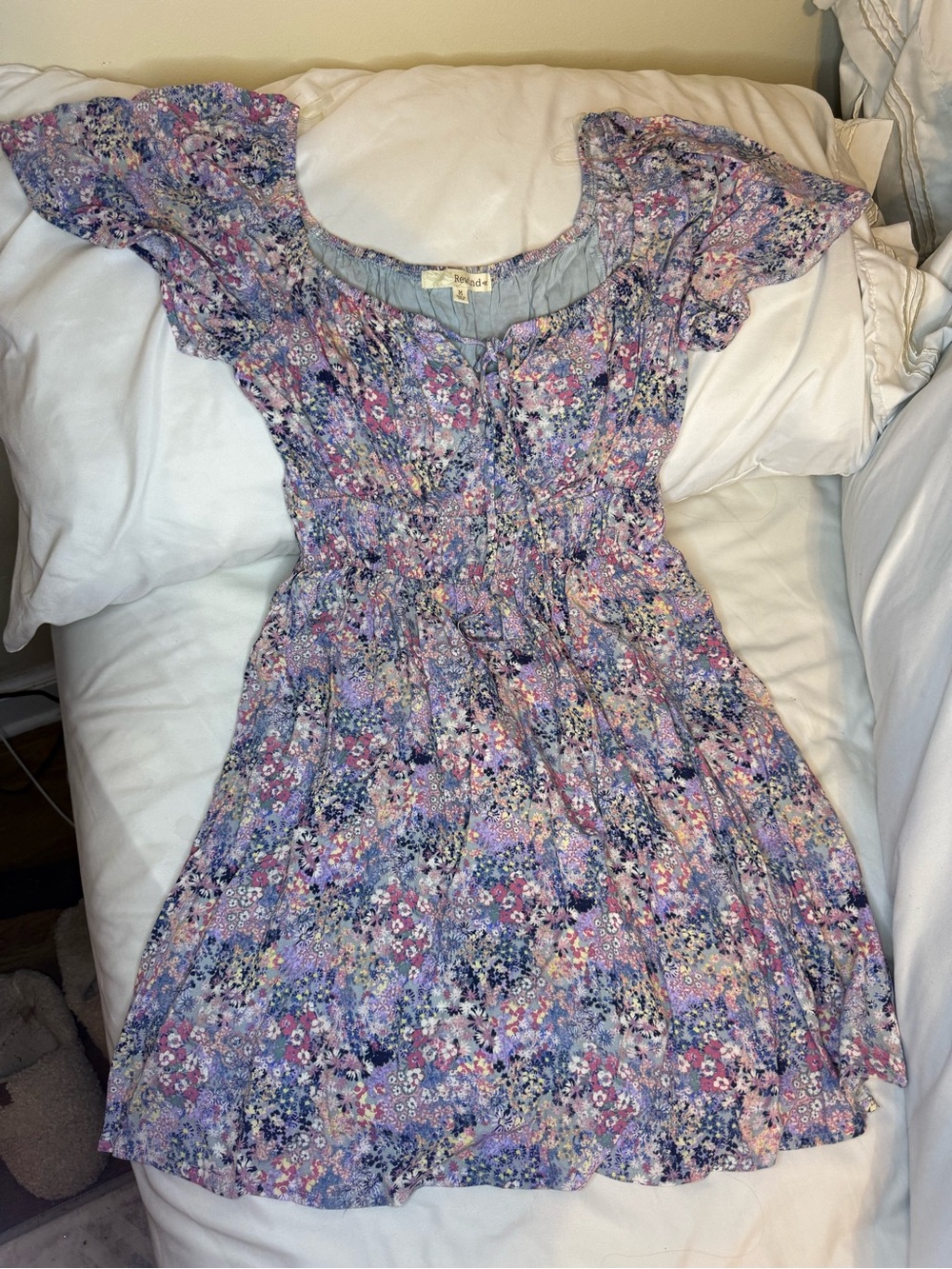 Juniors' Lavender Floral Short Dress